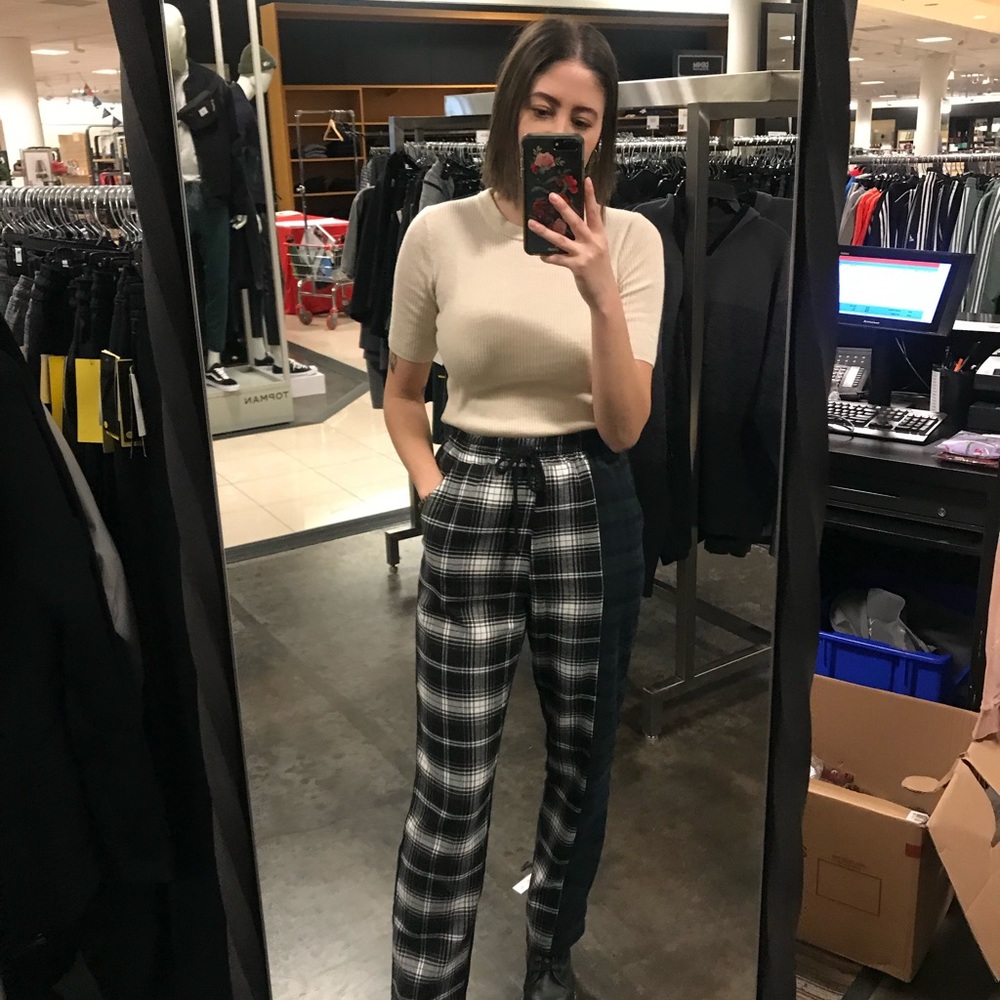 asos collusion brand check print pants